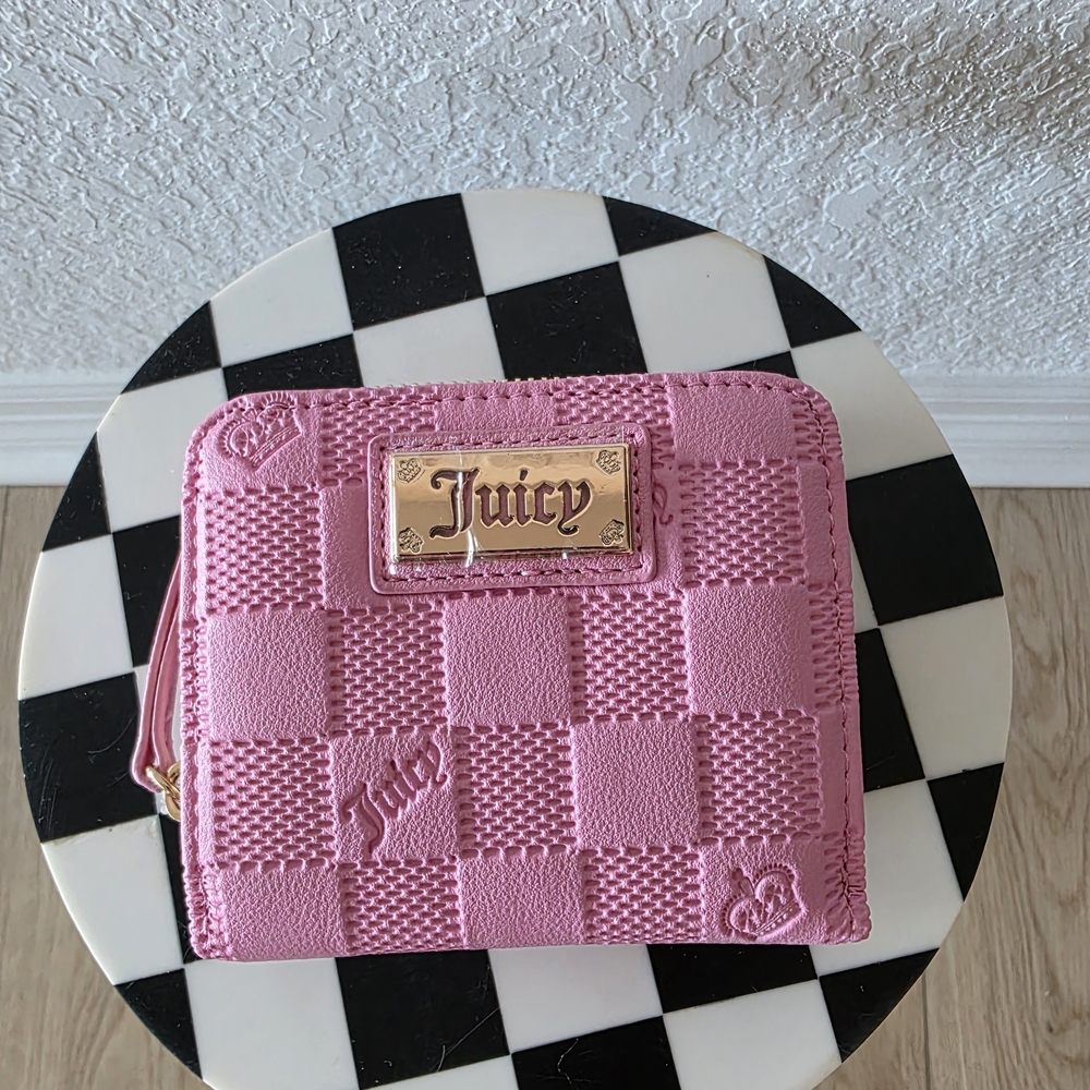 NWT Juicy Couture Pink Miss Independent Checkered Women's Wallet